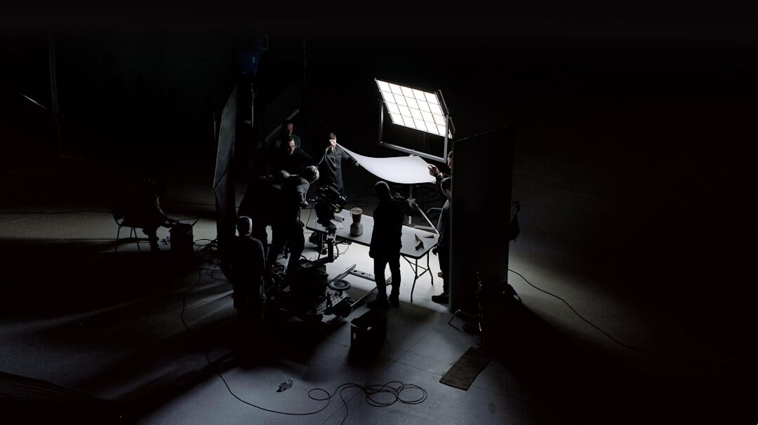 Television studio setup with cameras and professional lighting